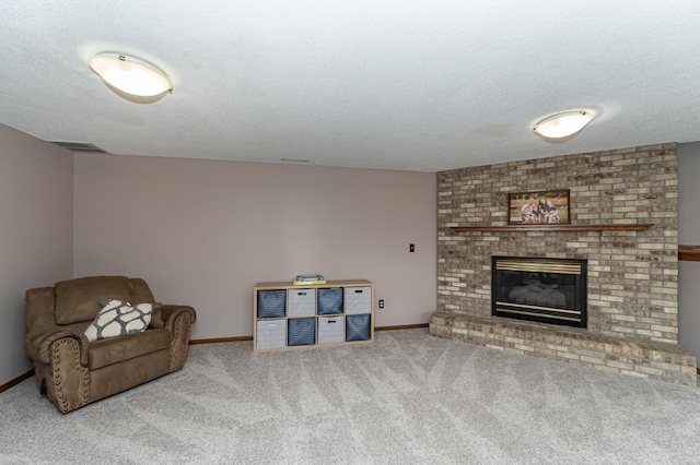 3415 Lake St NW, Rochester, MN 55901 - sitting room with carpet, a textured ceiling, and a fireplace