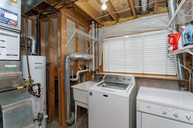 3415 Lake St NW, Rochester, MN 55901 - laundry room featuring gas water heater and separate washer and dryer