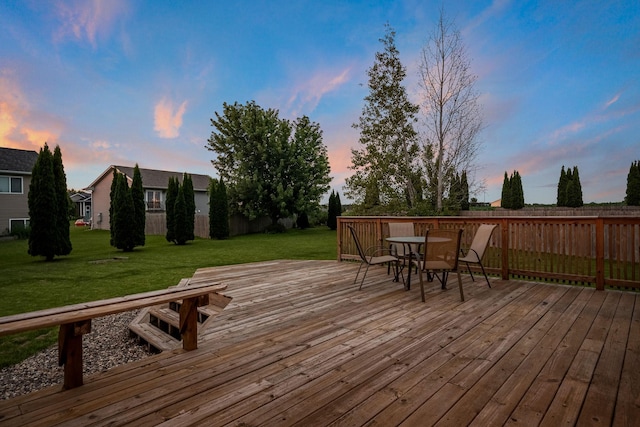 133 Uriah Ct, Mankato, MN 56001 - wooden deck with outdoor dining area and a yard