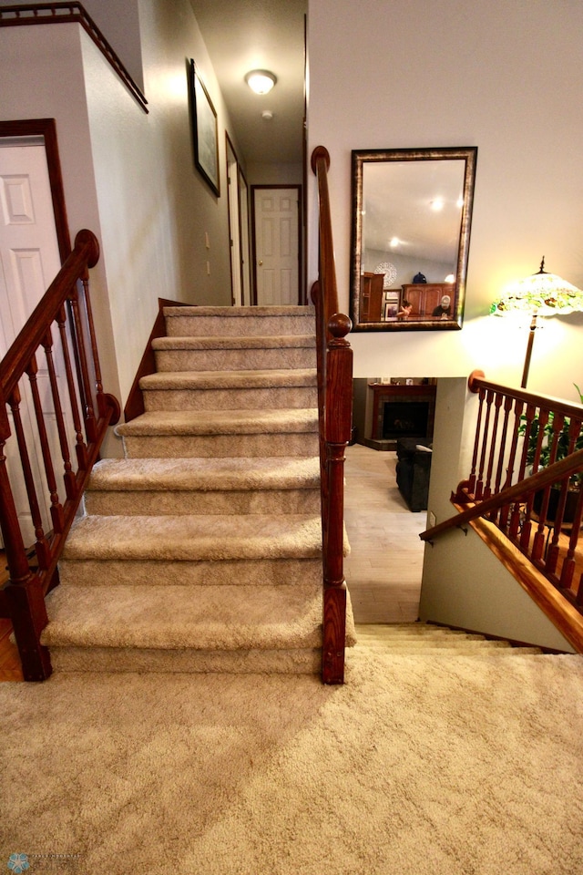 1307 Libra Ln, Fargo, ND 58104 - stairway with carpet floors and wood finished floors