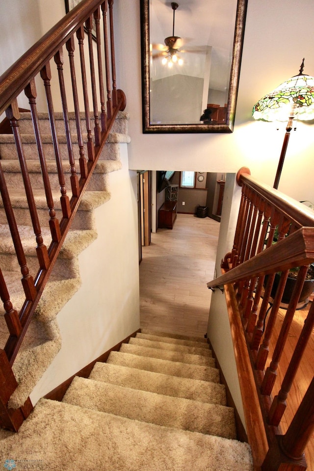 1307 Libra Ln, Fargo, ND 58104 - stairs featuring wood finished floors and ceiling fan