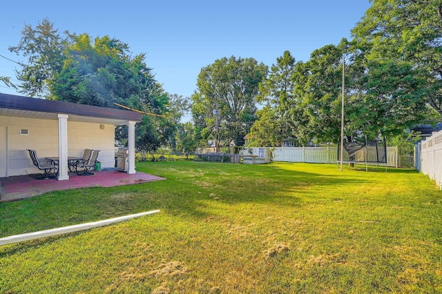 457 108th Ln NW, Coon Rapids, MN 55448 - fenced backyard with a trampoline and a patio