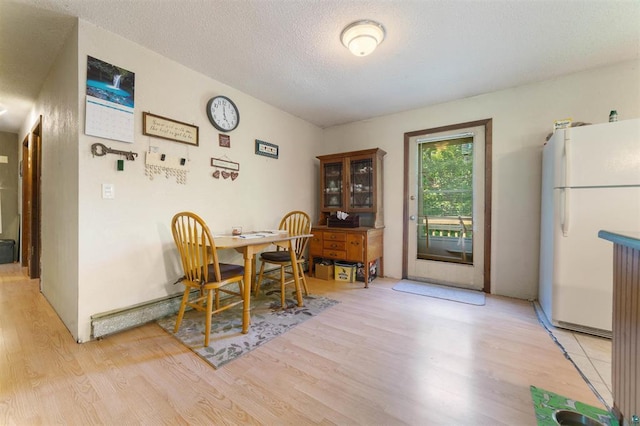 4043 Rehbein Rd, Duluth, MN 55803 - dining room featuring light wood-style flooring and a textured ceiling