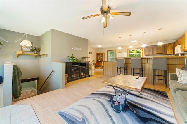 4043 Rehbein Rd, Duluth, MN 55803 - living room with light wood-type flooring and ceiling fan