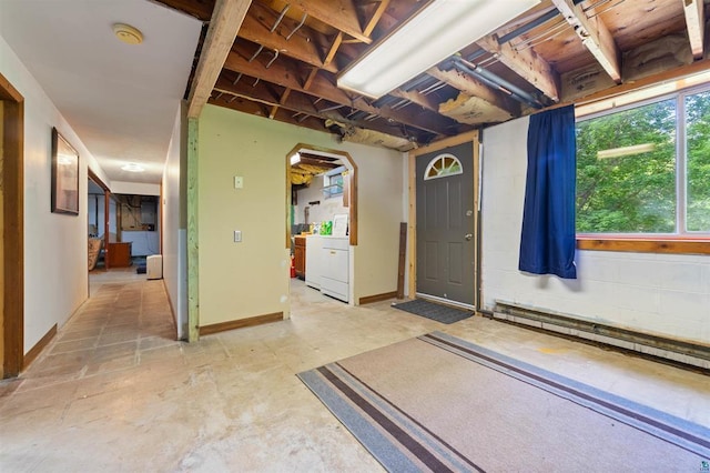 4043 Rehbein Rd, Duluth, MN 55803 - below grade area featuring separate washer and dryer and arched walkways