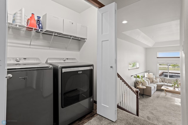 1592 69th Ave S, Fargo, ND 58104 - laundry area featuring independent washer and dryer and carpet flooring