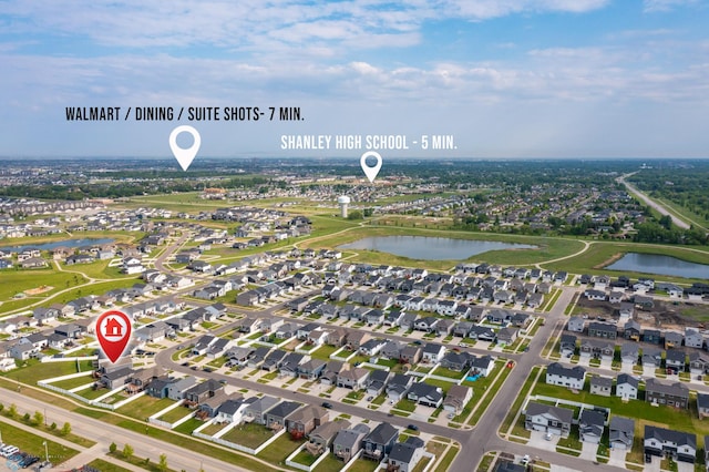 1592 69th Ave S, Fargo, ND 58104 - aerial overview of property's location featuring a nearby body of water and nearby suburban area