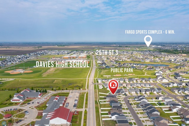 1592 69th Ave S, Fargo, ND 58104 - aerial view of property's location with nearby suburban area