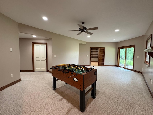 53030 254th Ave, Plainview Twp, MN 55964 - game room featuring light colored carpet, recessed lighting, and a ceiling fan