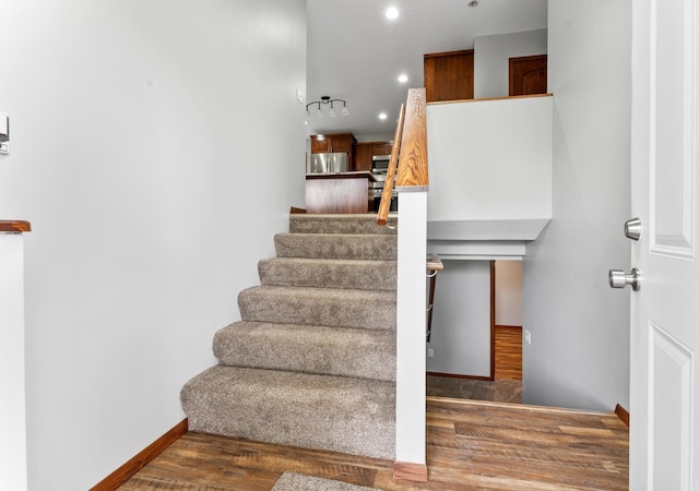 55170 Forest Blvd, Rush City, MN 55069 - stairway with wood finished floors and recessed lighting