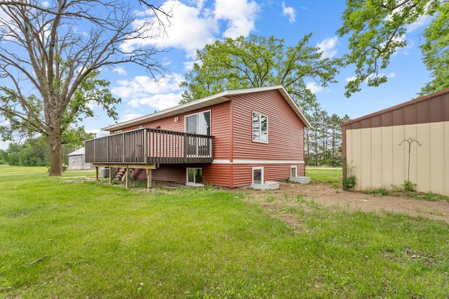 55170 Forest Blvd, Rush City, MN 55069 - view of home's exterior with a wooden deck and a yard