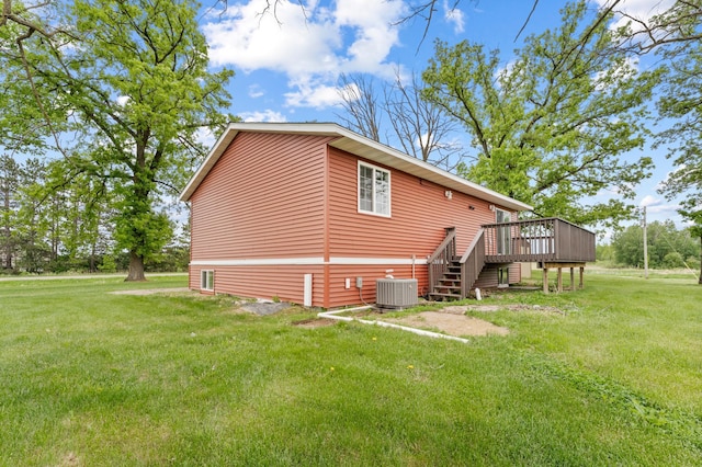 55170 Forest Blvd, Rush City, MN 55069 - view of home's exterior with a deck, a yard, and stairway