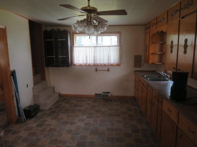 904 12th St N, Benson, MN 56215 - kitchen featuring ceiling fan and open shelves