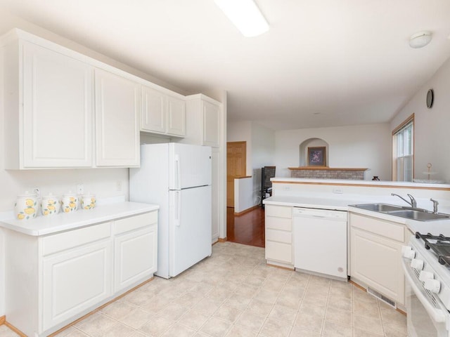17625 48th Pl N, Plymouth, MN 55446 - kitchen featuring white appliances, white cabinetry, and light countertops