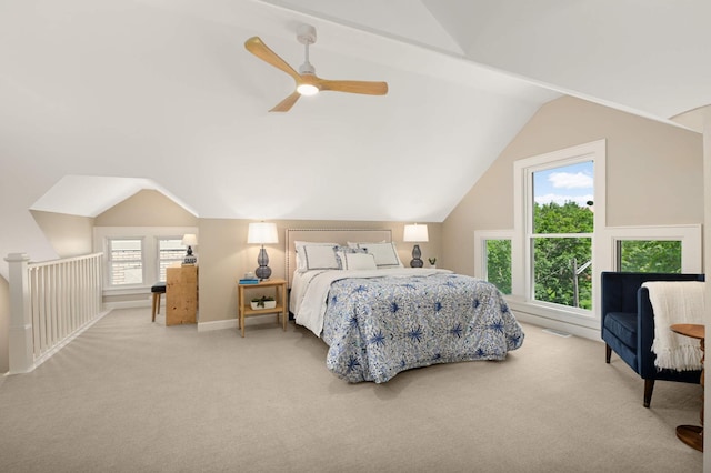 2636 Harriet Ave, Minneapolis, MN 55408 - bedroom featuring carpet, vaulted ceiling, and a ceiling fan