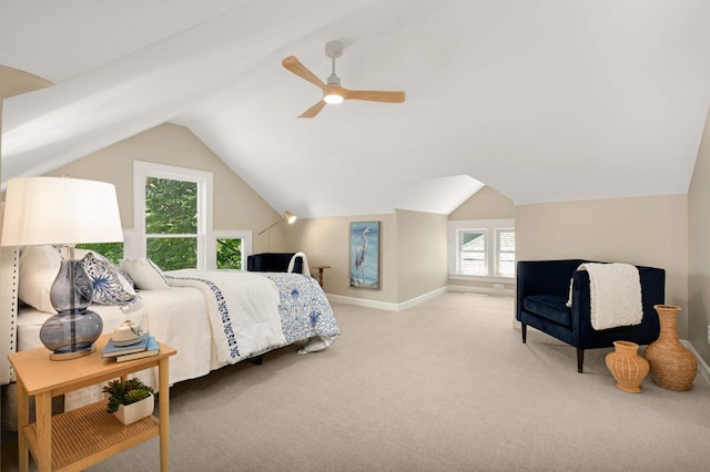 2636 Harriet Ave, Minneapolis, MN 55408 - bedroom featuring lofted ceiling, carpet, and a ceiling fan