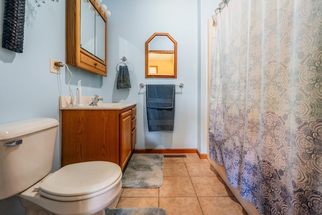 W5136 Hale Ct, Farmington Twp, WI 54636 - bathroom featuring vanity, tile patterned floors, and a shower with shower curtain