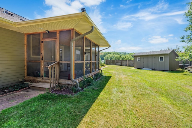 W5136 Hale Ct, Farmington Twp, WI 54636 - view of yard featuring a sunroom and a storage shed