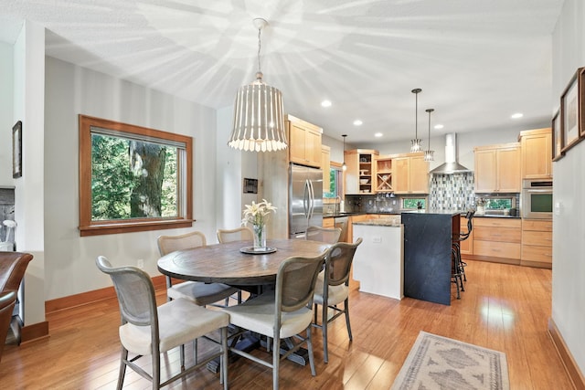 2794 Casco Point Rd, Orono, MN 55391 - dining area featuring light wood-type flooring and recessed lighting