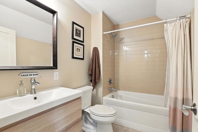2794 Casco Point Rd, Orono, MN 55391 - full bath with shower / bathtub combination with curtain, vanity, and a textured ceiling