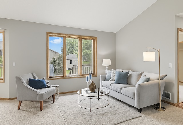 10374 61st St NE, Albertville, MN 55301 - living area featuring lofted ceiling and carpet floors