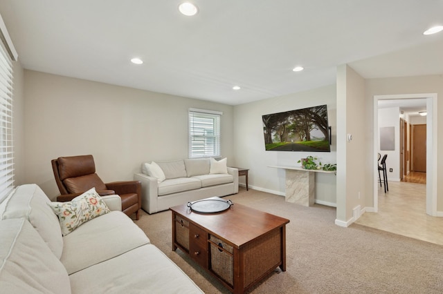 5737 20th Ave S, Minneapolis, MN 55417 - living room featuring light colored carpet and recessed lighting