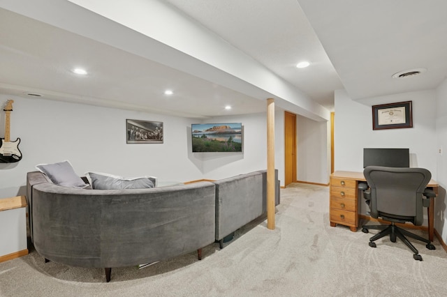 5737 20th Ave S, Minneapolis, MN 55417 - living area featuring carpet, recessed lighting, and a desk