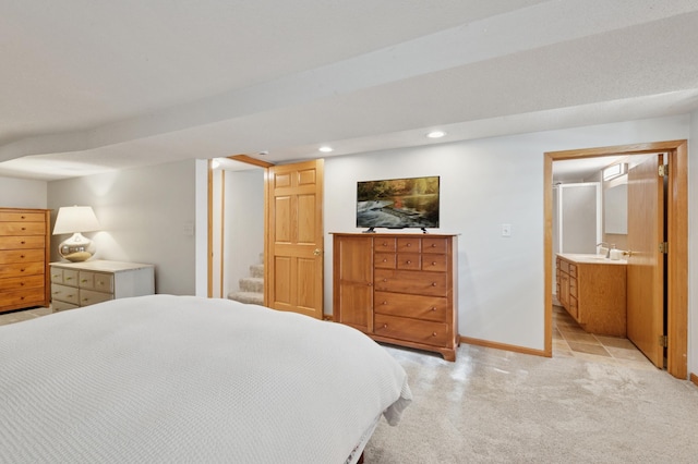 5737 20th Ave S, Minneapolis, MN 55417 - bedroom featuring light colored carpet, recessed lighting, and ensuite bathroom
