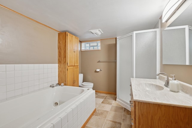 5737 20th Ave S, Minneapolis, MN 55417 - full bath with vanity, a shower stall, a whirlpool tub, and tile patterned floors