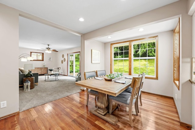 1762 Canyon Ln, New Brighton, MN 55112 - dining space featuring light wood finished floors, recessed lighting, and ceiling fan