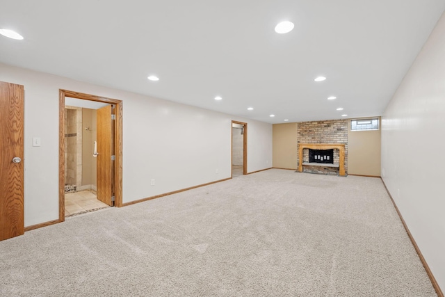 1762 Canyon Ln, New Brighton, MN 55112 - unfurnished living room with carpet floors, recessed lighting, and a fireplace