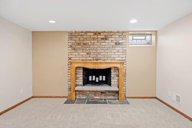1762 Canyon Ln, New Brighton, MN 55112 - detailed view of carpet floors, recessed lighting, and a fireplace