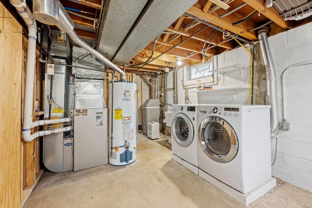 1762 Canyon Ln, New Brighton, MN 55112 - below grade area with gas water heater, separate washer and dryer, and heating unit