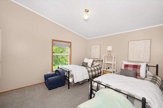 4179 W Tischer Rd, Rice Lake, MN 55803 - bedroom with ornamental molding, carpet flooring, and lofted ceiling