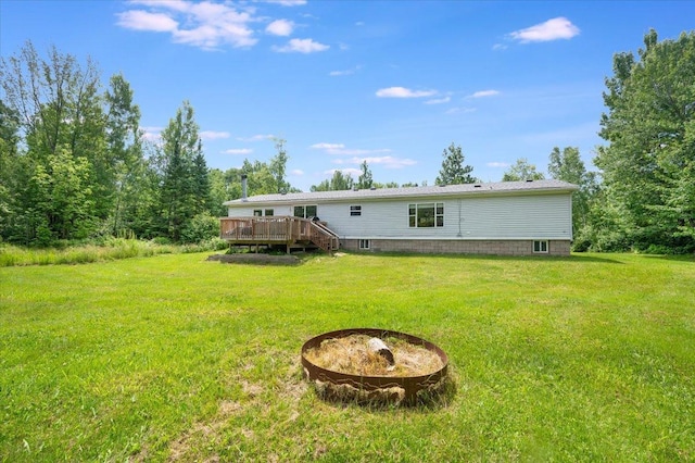 4179 W Tischer Rd, Rice Lake, MN 55803 - back of property with a wooden deck and a yard