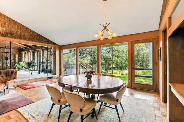 789 Viking Dr E, Little Canada, MN 55117 - dining room with a chandelier and high vaulted ceiling