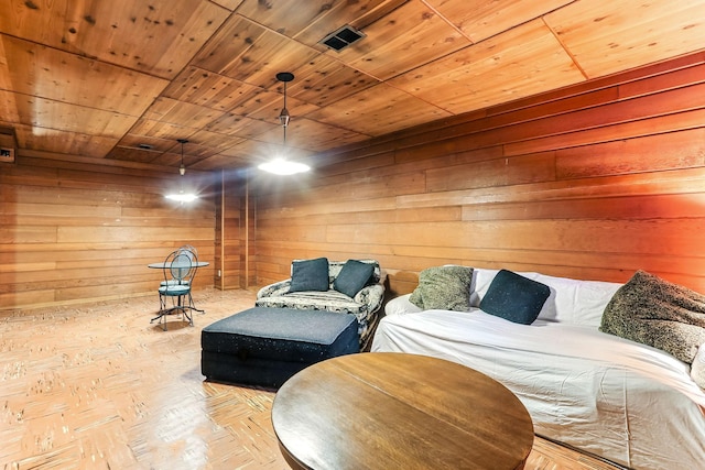 789 Viking Dr E, Little Canada, MN 55117 - sitting room with wood walls and wooden ceiling