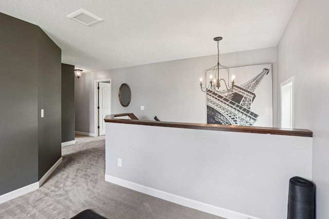6287 Fountain Ln N, Maple Grove, MN 55311 - hall with carpet, a chandelier, and an upstairs landing