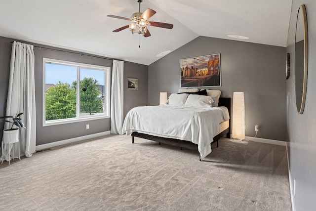 6287 Fountain Ln N, Maple Grove, MN 55311 - carpeted bedroom featuring lofted ceiling and a ceiling fan
