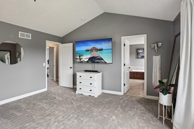6287 Fountain Ln N, Maple Grove, MN 55311 - carpeted bedroom with vaulted ceiling and ensuite bathroom