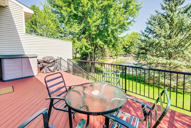 15126 Cimarron Way, Rosemount, MN 55068 - wooden terrace with outdoor dining space