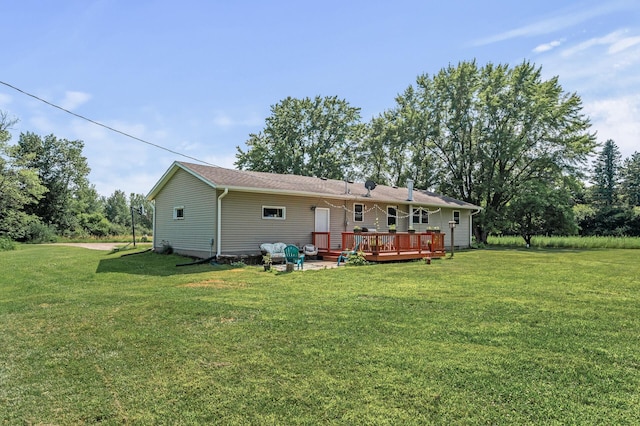 7635 165th Ave NE, Columbus, MN 55025 - rear view of property with a wooden deck and a yard