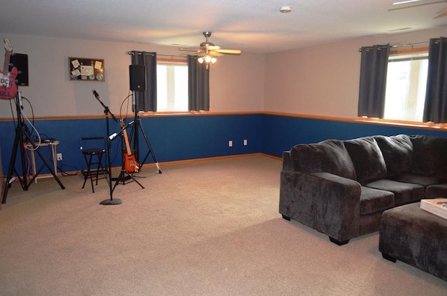 1120 Madisson St, Alexandria, MN 56308 - carpeted living room with a ceiling fan