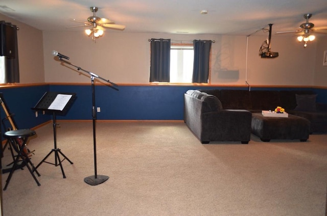 1120 Madisson St, Alexandria, MN 56308 - game room featuring a ceiling fan and carpet