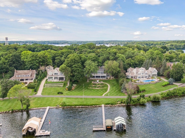 2462 Lafayette Rd, Minnetonka Beach, MN 55391 - aerial view of property and surrounding area featuring a nearby body of water and a heavily wooded area