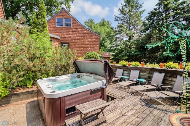 12104 County Highway 17, Lake View Twp, MN 56501 - wooden deck with a hot tub