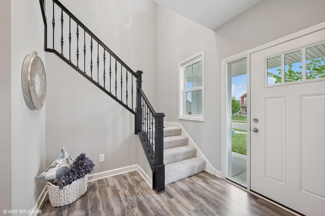 15742 Everglade Ave, Apple Valley, MN 55124 - foyer entrance featuring wood finished floors and stairway