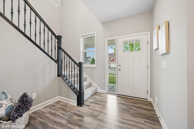 15742 Everglade Ave, Apple Valley, MN 55124 - foyer with wood finished floors and stairway