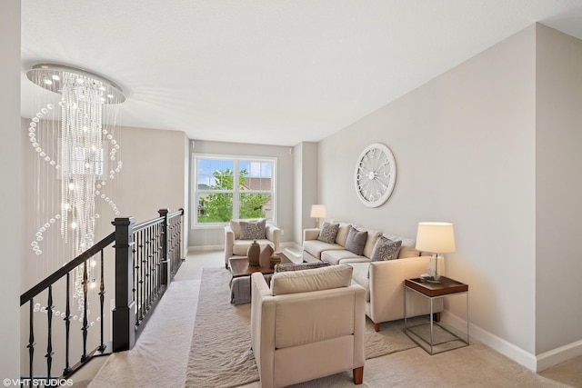 15742 Everglade Ave, Apple Valley, MN 55124 - living room featuring carpet and a chandelier