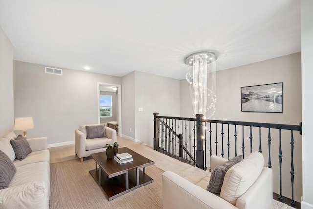 15742 Everglade Ave, Apple Valley, MN 55124 - living area featuring baseboards and a chandelier